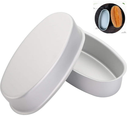 Two-Piece Nonstick Oval Aluminum Bread Pan Set for Loaves, Cakes, Cheesecake and Oven Baking
