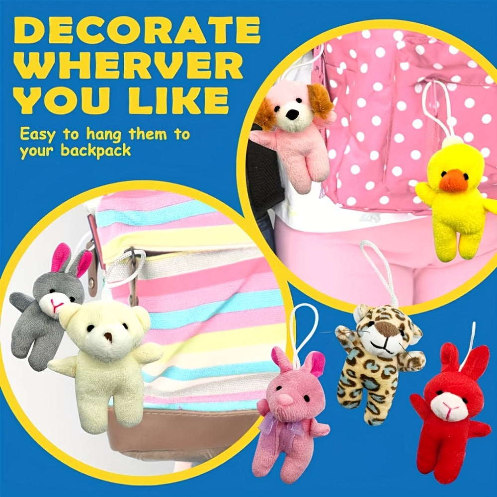 24-Piece Assorted Mini Plush Animal Set with 2–3 Inch Figures, Hanging Loops and Random-Color Option