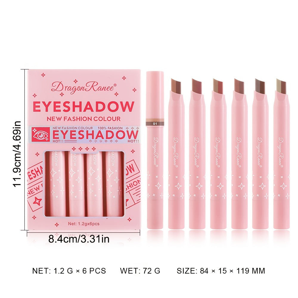 Dual-Color Eyeshadow Stick Set 6pcs Waterproof Two-Tone Eye Shadow Pencil – Smudge-Proof, Non-Fading, Blendable Shimmer & Matte Eye Makeup Kit for Women Beginners, Holiday Gift