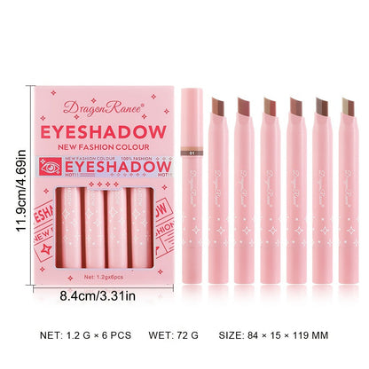 Dual-Color Eyeshadow Stick Set 6pcs Waterproof Two-Tone Eye Shadow Pencil – Smudge-Proof, Non-Fading, Blendable Shimmer & Matte Eye Makeup Kit for Women Beginners, Holiday Gift