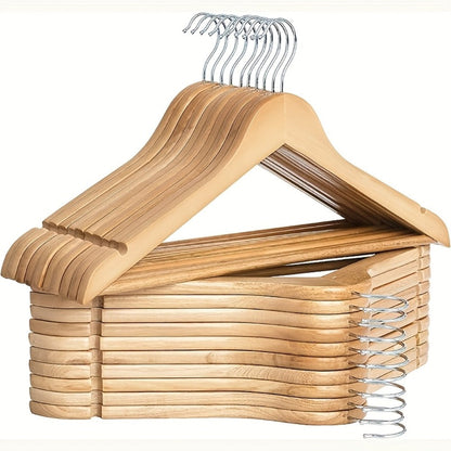 Premium Wooden Hangers with 360° Rotatable Hook & Shoulder Grooves | Slim Durable Wood Coat Suit Hangers | 10 20 30 Pack Closet Organizer in Natural & Champagne