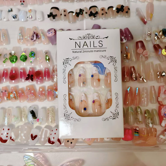 Press On Nails 96 Pieces - Long Fake Nails Random Assorted Designs | Full Cover False Nails for Daily Wear & Holiday, Mix Style Glossy Nail Set for Women Girls, Available in 1 Pack 2 Pack & 4 Pack