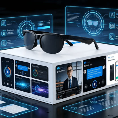 Smart Glasses Translation Eyewear with Photochromic Lenses, Wireless Earphones, Microphone and Rechargeable Battery