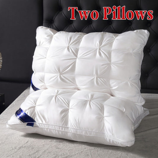 Luxury Hotel Pillows 2PCS, Cool Breathable Pillow Insert, Fluffy Resilient Neck Support, Soft Comfortable Sleeping Pillow, Queen King Size, White Black Navy Pink Gray Brown