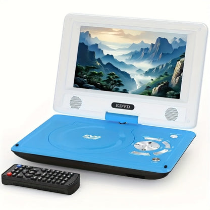 Portable DVD Player 9.5 Inch HD Swivel Screen, 270° Rotation 180° Flip, Dual Speakers, 3.5mm Earphone Jack, No Region Code, Multi-Format Playback, 5-Hour Rechargeable Battery for Car Travel Kids