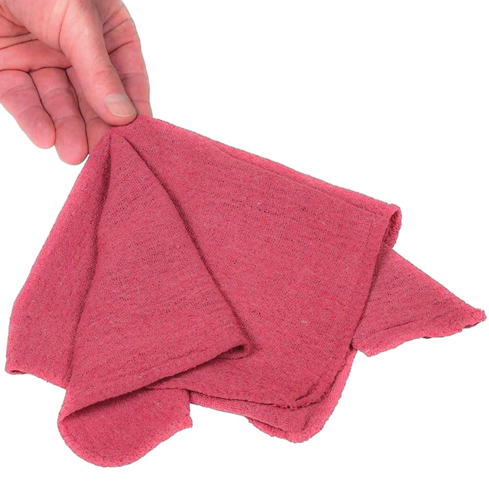 Cotton Shop Rags in 12 x 14-Inch Size, Red, White or Navy Blue with 50 to 500-Piece Pack Options