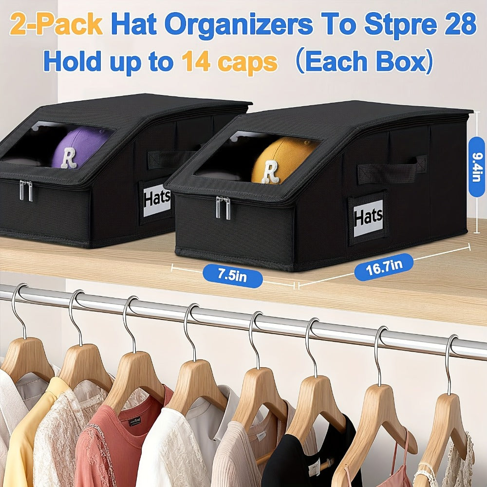 Hat Storage Box for Baseball Caps – Stackable Cap Organizer for Closet, Holds Up to 30 Caps, Freestanding Hat Boxes for Women & Men | 1pc & 2pcs Pack in Gray, Black & Pink