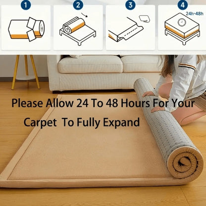 Padded Tatami-Style Area Rug in Six Solid Colors with 50-Inch Square to 79 x 118-Inch Sizes
