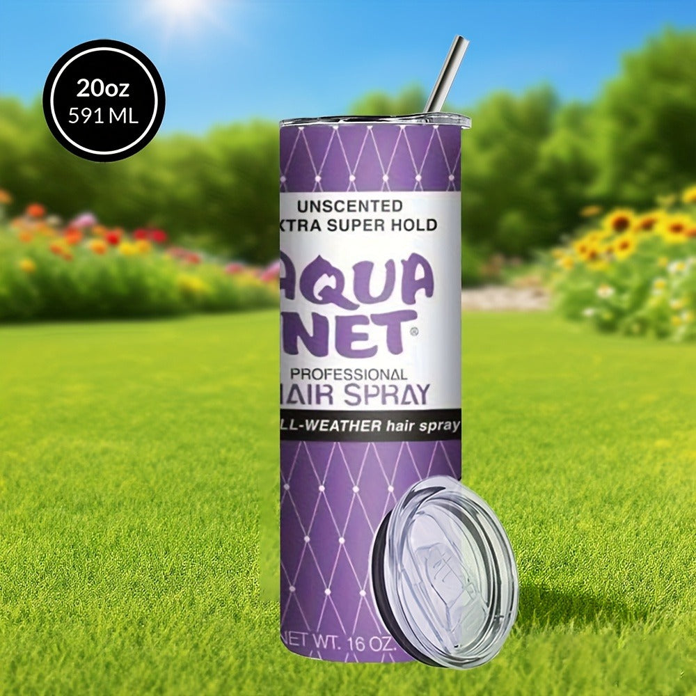 Insulated Tumbler Drinkware by SAXUMOUT, 20oz Stainless Steel Cup with Lid, Straw and Purple Retro Graphic