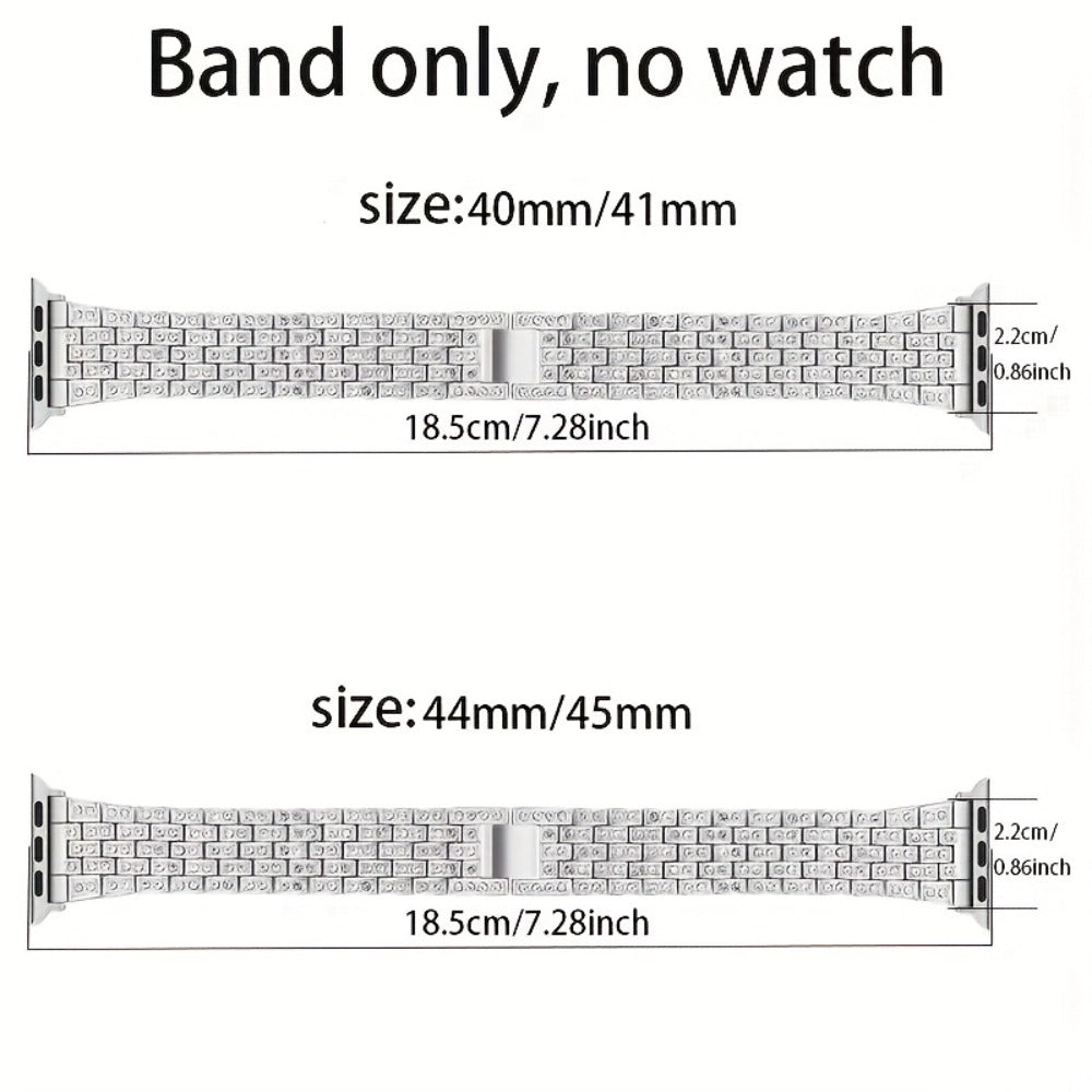 Rhinestone Diamond Bling Apple Watch Band for Women Girls – Five-Point Diamond Double-Row Crystal Strap Compatible with Apple Watch Ultra 2 Series 10 9 8 7 6 5 4 3 2 1 SE 38 40 41 42 44 45 49mm Gift