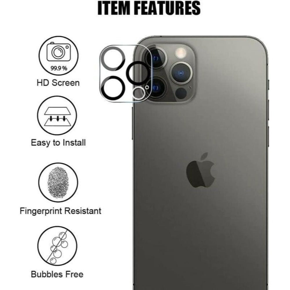 Screen Protector, 8-Piece Clear Tempered Glass Set with Four Screen Films and Four Camera Lens Covers for Selected iPhone Models