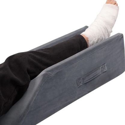 Leg Elevation Pillow Memory Foam Wedge Knee Ankle Support Foot Rest Pillow with Handles Blood Circulation Relief Washable Velvet Cover Post Surgery Recovery