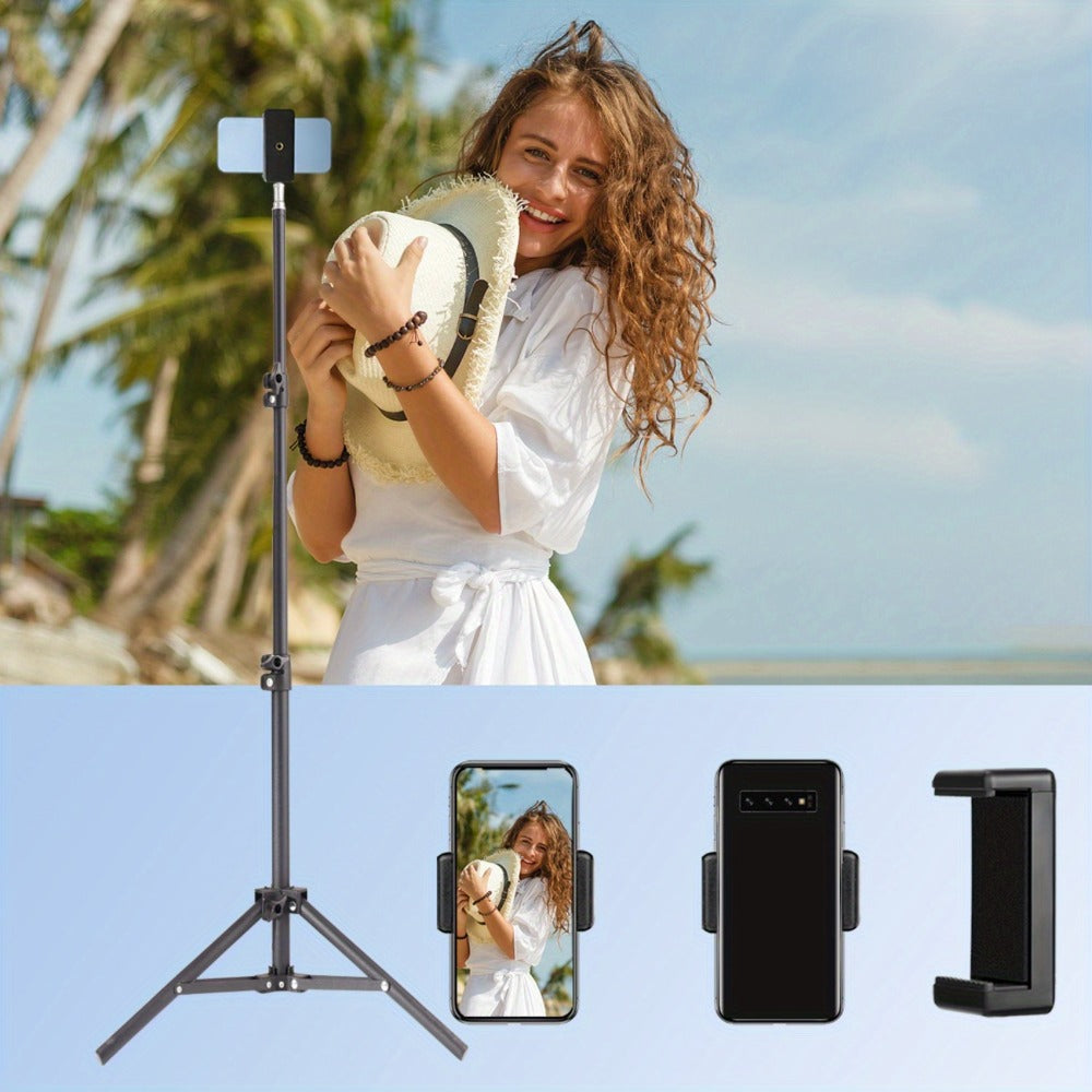 63-Inch Floor Phone Tripod with Two Checkout Models, Adjustable Holder and Optional Gooseneck Arm