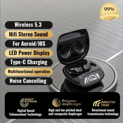 Bluetooth 5.3 Ultra-Thin Sleep Earbuds Invisible, Side Sleeping Special Small Ear Canal Mini Wireless Earphones, Comfortable In-Ear Invisible Design for Samsung Android iPhone Nighttime Relaxation Work
