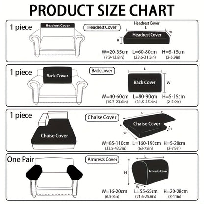 Jacquard Stretch Sofa Cover Non-Slip | Elastic Wear-Resistant Couch Slipcover, Polyester Jacquard Fabric, 1 to 4 Seat Sectional L-Shape, Armrest Backrest, Machine Washable