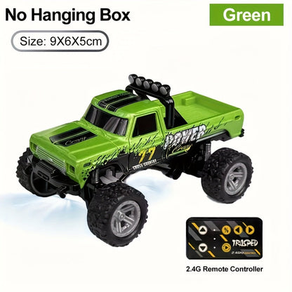 Remote Control Car, 1:64 Scale Alloy Mini Off-Road Truck with 2.4GHz Control, Shock Suspension, Running Lights and Five Colors