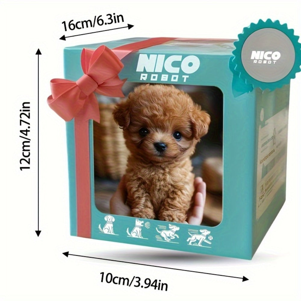 Brown Electronic Plush Puppy Toy with Walking, Barking and Tail-Motion Icons in a Single Boxed Option