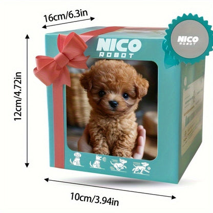 Brown Electronic Plush Puppy Toy with Walking, Barking and Tail-Motion Icons in a Single Boxed Option