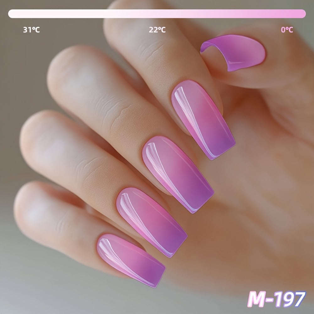Gel Nail Polish Thermal 6-Color Set with Heat-Reactive Glitter, Frame Bottles and UV/LED Cure