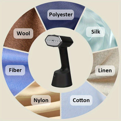 Handheld Garment Steamer for Clothes 30-Second Heat-Up 9.13oz Large Water Tank Ergonomic Grip Removable Base Compact Wrinkle Remover for Shirts Blouses Dresses Home Travel Black