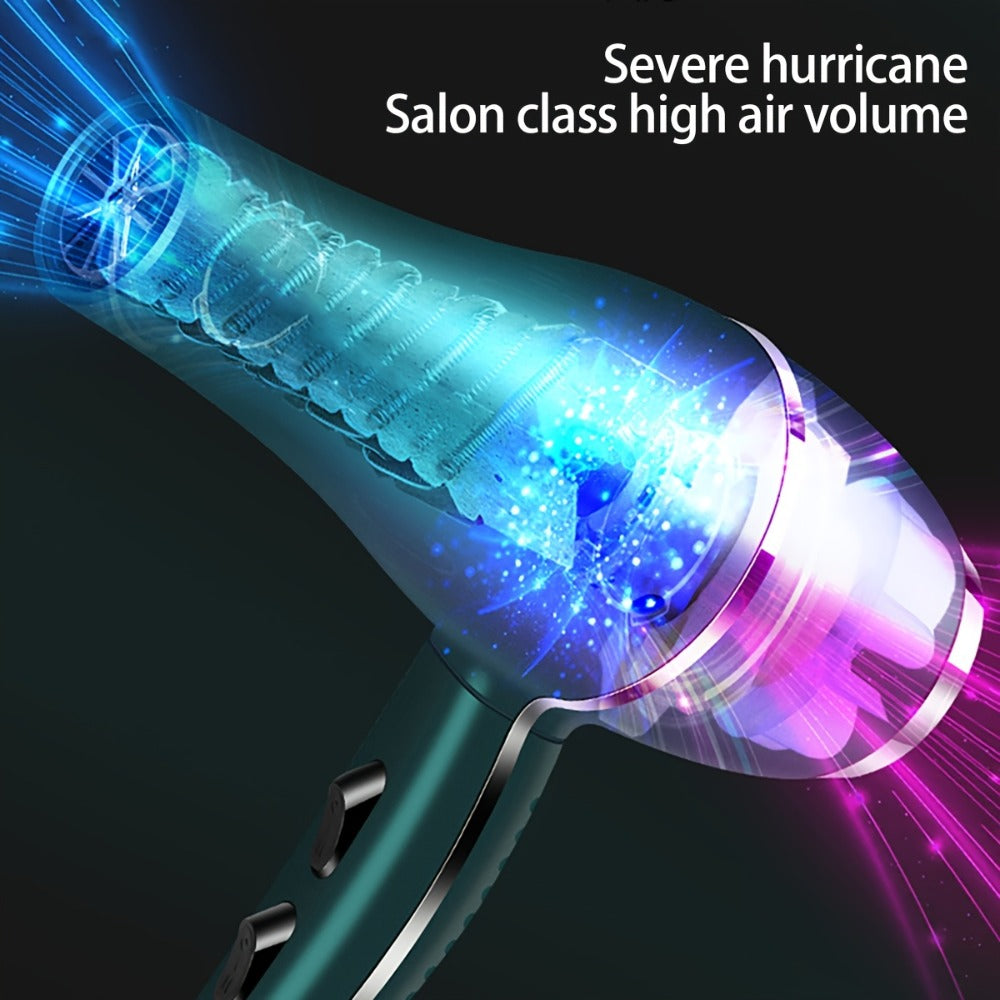 Brushless Motor Hair Dryer Set with Accessories - Professional Blow Dryer Kit Concentrator Nozzle Comb Clips 2 Modes 3 Speeds Ionic Anti-Frizz Home Salon Travel Black White Blue Green