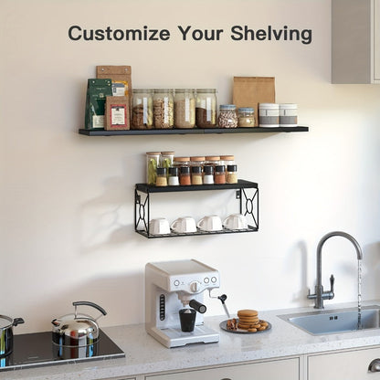 Floating Shelves Over Toilet 3-Piece Set | Farmhouse Bathroom Wall Mounted Storage Shelf for Toilet Paper, Towels & Decor – Black, Brown, Burlywood