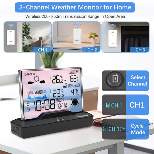 Weather Station | Wireless Indoor Outdoor Barometer Forecast Alarm