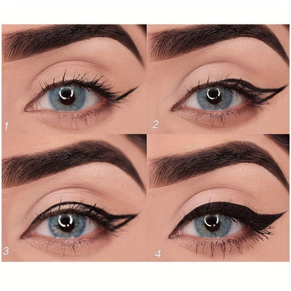 Compact Matte-Look Black Cone-Tip Eyeliner Set with Three Twist-Up Sticks in Black and Gold Cases