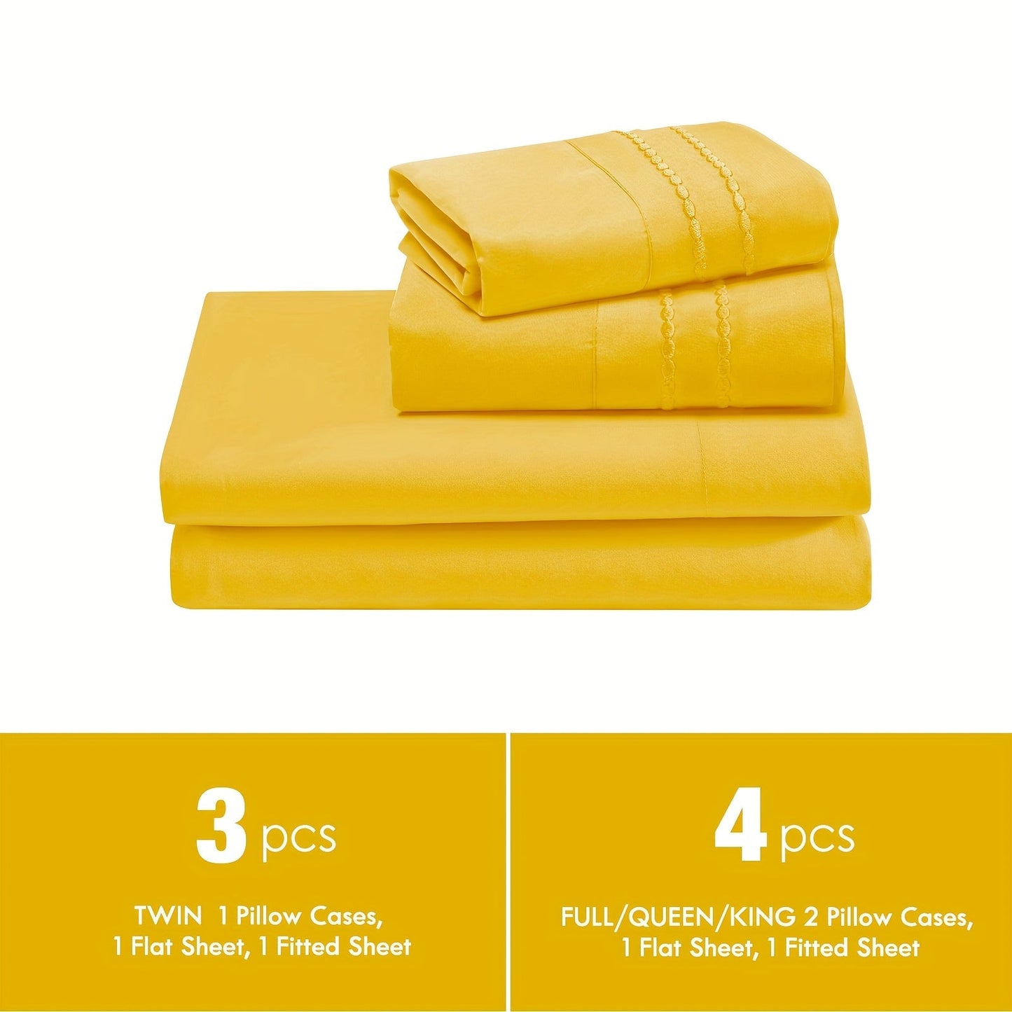 Fitted Sheet Set Deep Pocket | Soft Cooling Breathable Bedding 3-4pcs Fade-Resistant All-Season for Twin Full Queen King – Solid Color Bed Sheets for Dorm Guest Room Everyday Use