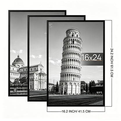 16x24 Picture Frame Set of 3, Poster Frames 16 x 24 Inch with Scratch-Proof Cover, Slide-In Assembly, Horizontal & Vertical Wall Mount Display - Black, Gold, Natural