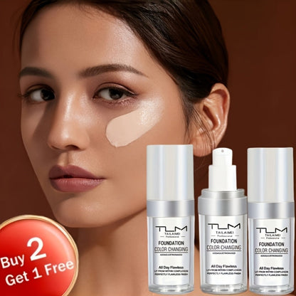 TLM Color Shifting Foundation BB Cream 3 Pack - Temperature Adaptive Skin Tone Matching Base Makeup Buildable Coverage Lightweight Flawless Finish All Skin Types Women Gift Set