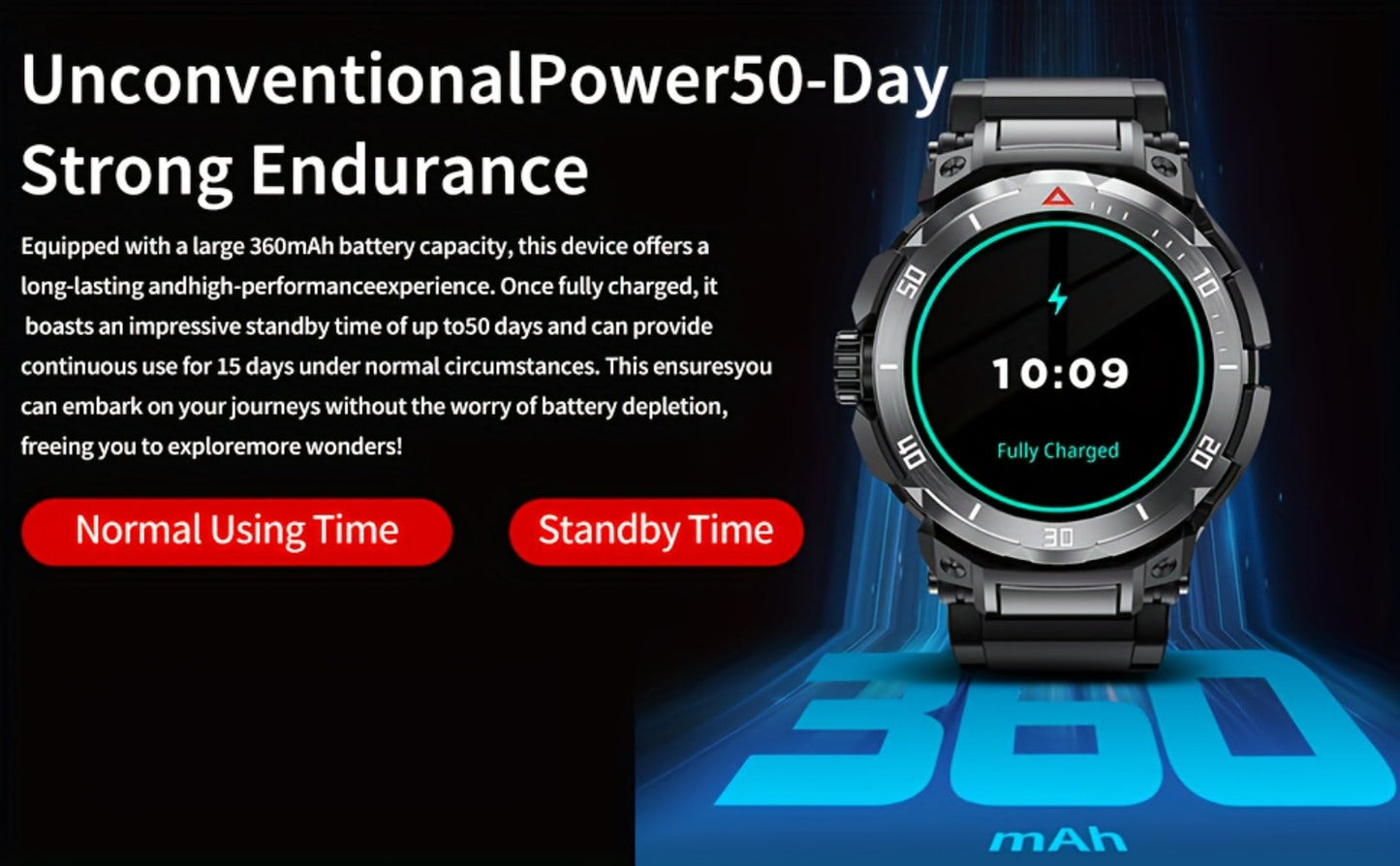 2-in-1 Smartwatch with Built-In Earphones 1.46 Inch IPS Touch Screen 100 Sport Modes Outdoor Fitness Tracker Heart Rate Blood Oxygen Sleep Monitor Weather Alarm Remote Control iPhone Android Compatible Extra Strap Included