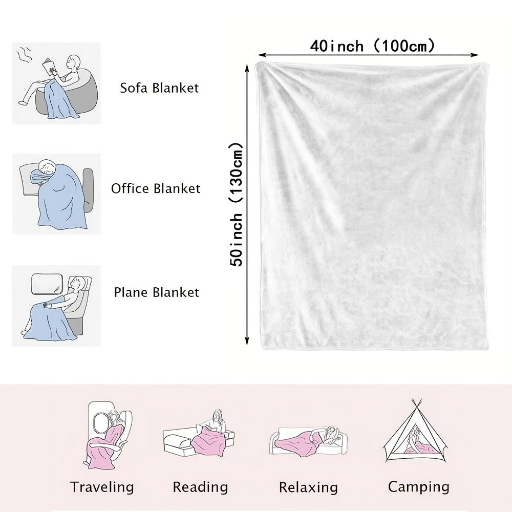 NANA Floral Letter Print Flannel Blanket in White with 30 x 40, 40 x 50 or 50 x 60-Inch Size Options