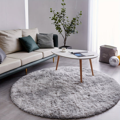 Area Rug, Round Shaggy Plush Carpet in Seven Colors and 4-, 5- or 6-Foot Diameters with Spot-Clean Care