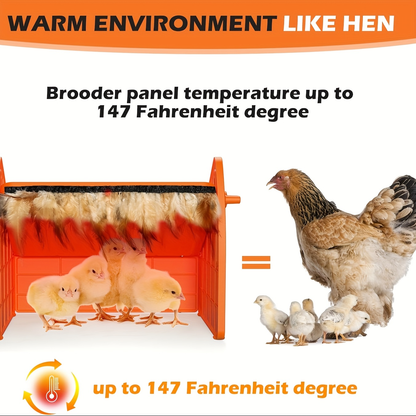 Chick Brooder Plate with Adjustable Height for Up to 10 Chicks | Poultry Warmer for Ducklings, Turkeys, Goslings & Quail – Low-Voltage 120V, Durable Plastic, Orange or Yellow