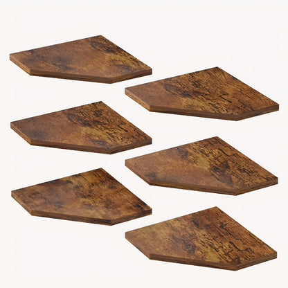Floating Corner Wall Shelf 5-Sided Wall Mounted Storage Rack - Modern Display Unit for Bathroom, Kitchen, Bedroom & Living Room - Set of 2, 4 or 6 in Brown, Black or White