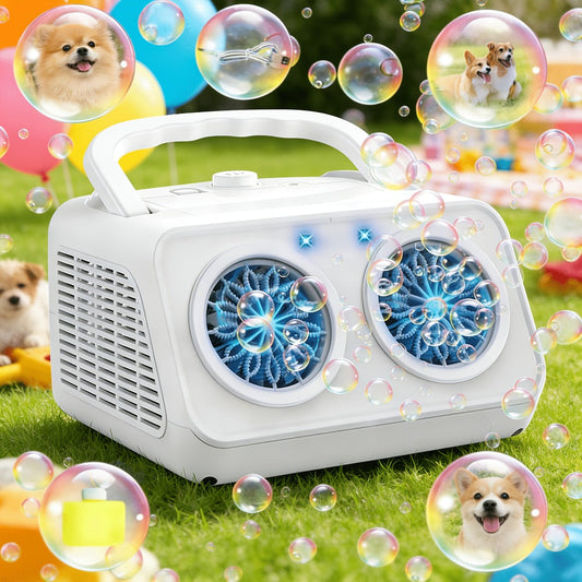 Automatic Bubble Machine Plug-in or Battery Operated – Dual Fan 20000+ Bubbles Per Minute, Indoor Outdoor Bubble Blower for Kids Birthday Party, Portable Bubble Maker with 14 Modes for Boys Girls