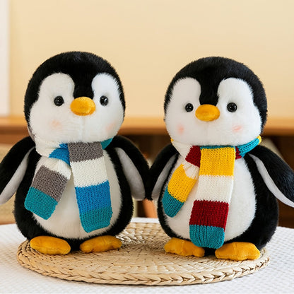 Stuffed Animal Scarf Penguin with Blue or Yellow Accessory Option and One-Piece Configuration