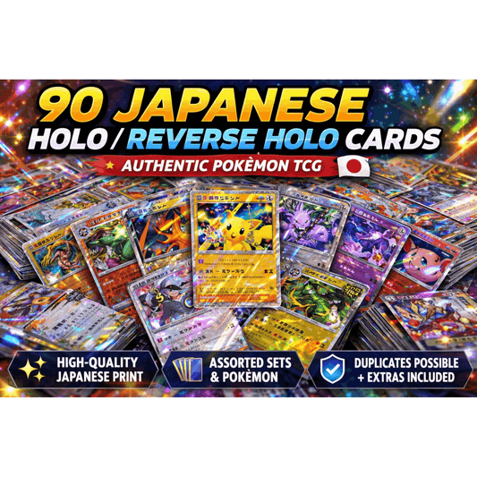 Japanese Pokemon Cards Lot 90ct Holo & Reverse Holo – 30 Holo + 60 Base Assorted Authentic Japanese Edition Holographic TCG Cards, Bulk Collection for Collectors Resellers Deck Builders
