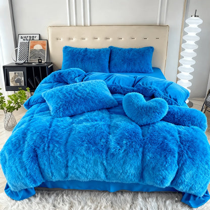 Velvet Duvet Cover Set Fluffy Plush Bedding Minimalist Solid Color, Carved Velvet Quilt Cover with Pillow Shams, Soft Cozy Bedroom Essentials Twin Full Queen King, Black Beige Grey Pink Purple Blue Red Yellow