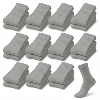 Multicolor Diabetic Crew Socks 12 Pairs Cotton Non-Binding Neuropathy Seamless Cushioned Loose Fit for Men Women Sensitive Feet Edema White Black Grey Size 9-11 10-13
