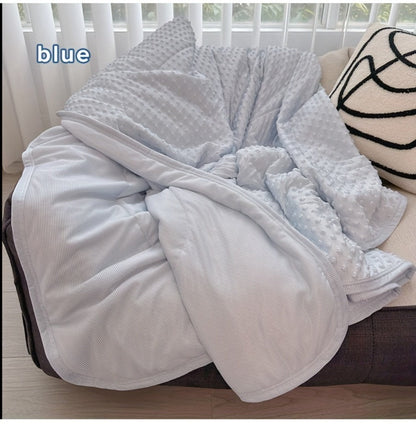 Lightweight Polyester Summer Blanket with Embossed Stripe Design in 15 Color and Size Options for Bed or Travel