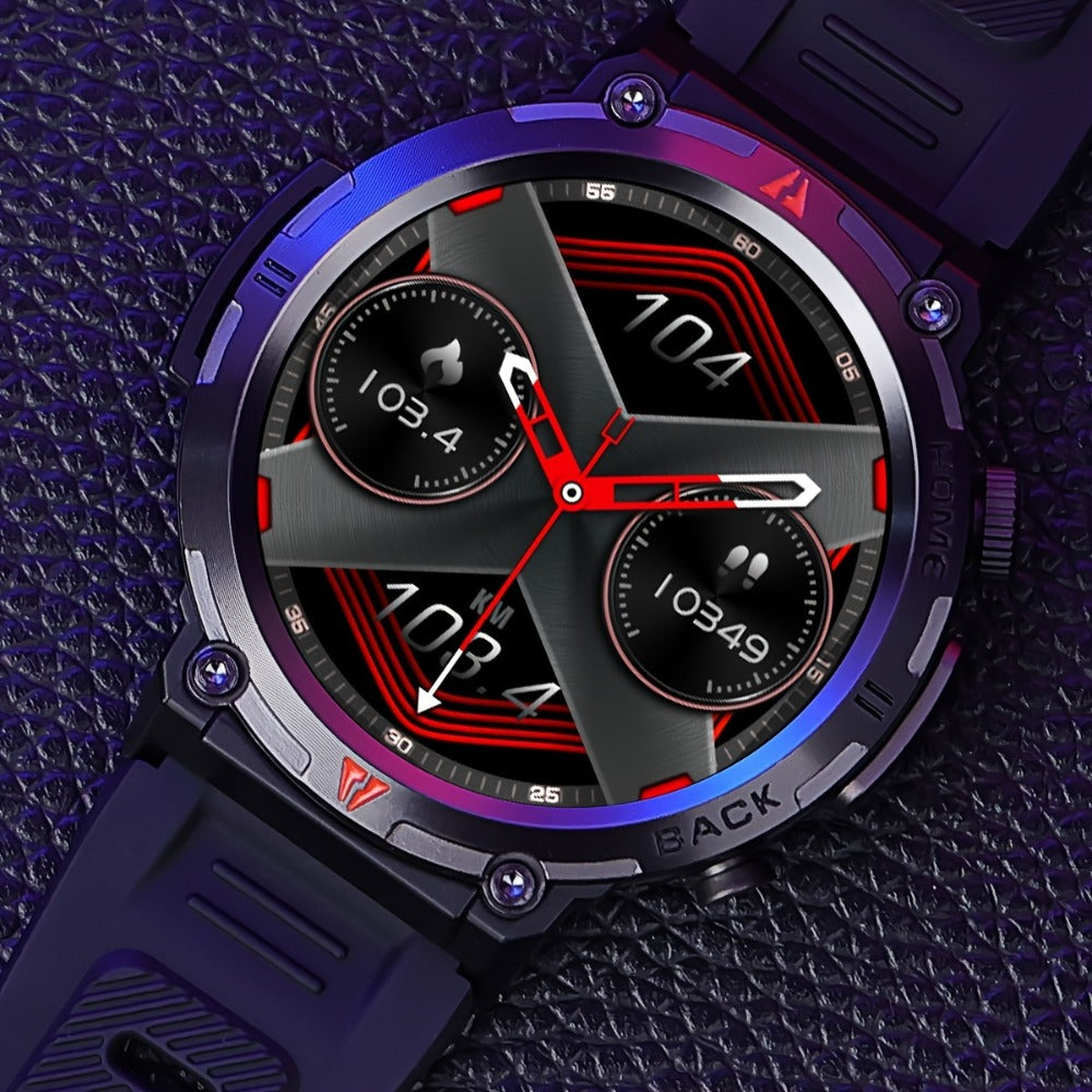 Smartwatch for Men 1.45 Inch Tactical Watch with LED Lighting and Bluetooth 5.2 Calling in Two Strap Styles