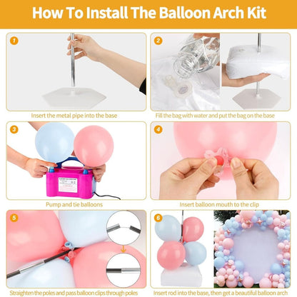 Balloon Arch Kit Stand Set with Water-Fillable Base, Adjustable 9FT Tall 10FT Wide Balloon Column Stand for Wedding Birthday Party Christmas Graduation Decorations
