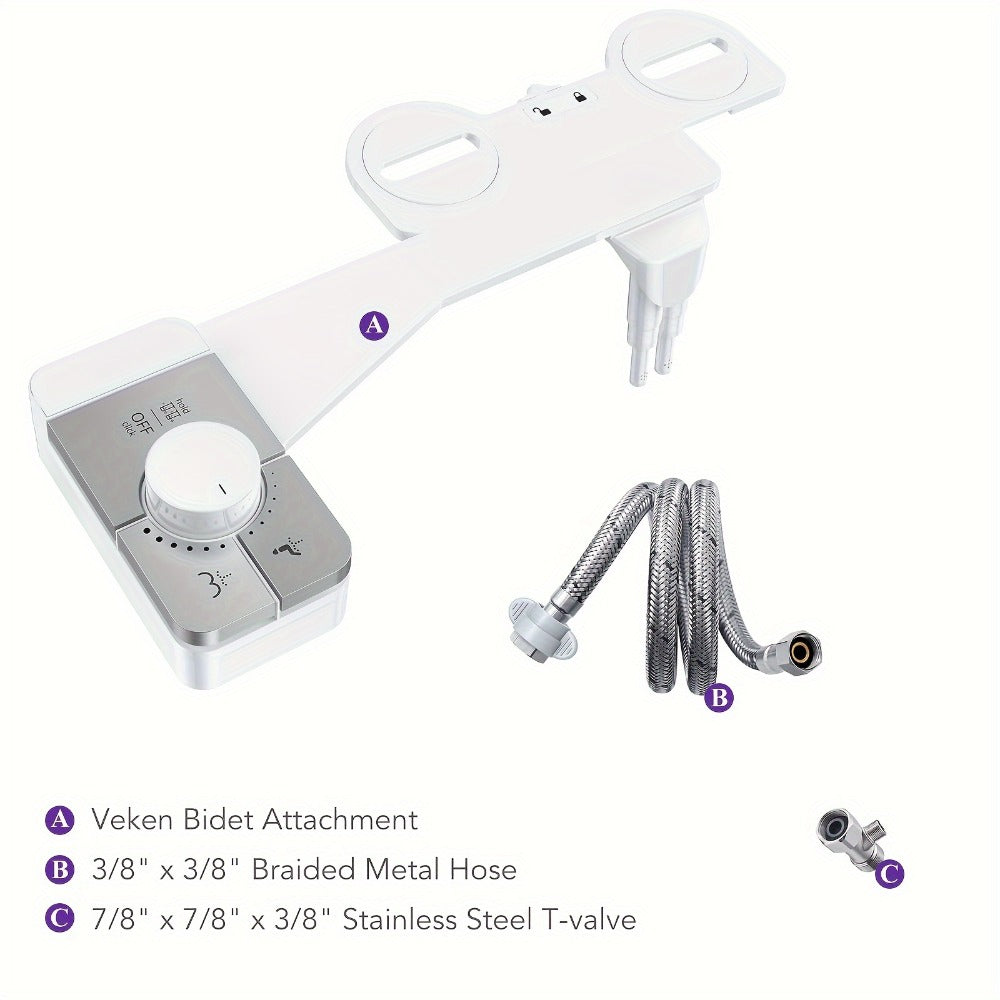 Ultra-Slim Non-Electric Bidet Attachment with Dual Retractable Nozzles and Seven Model Options