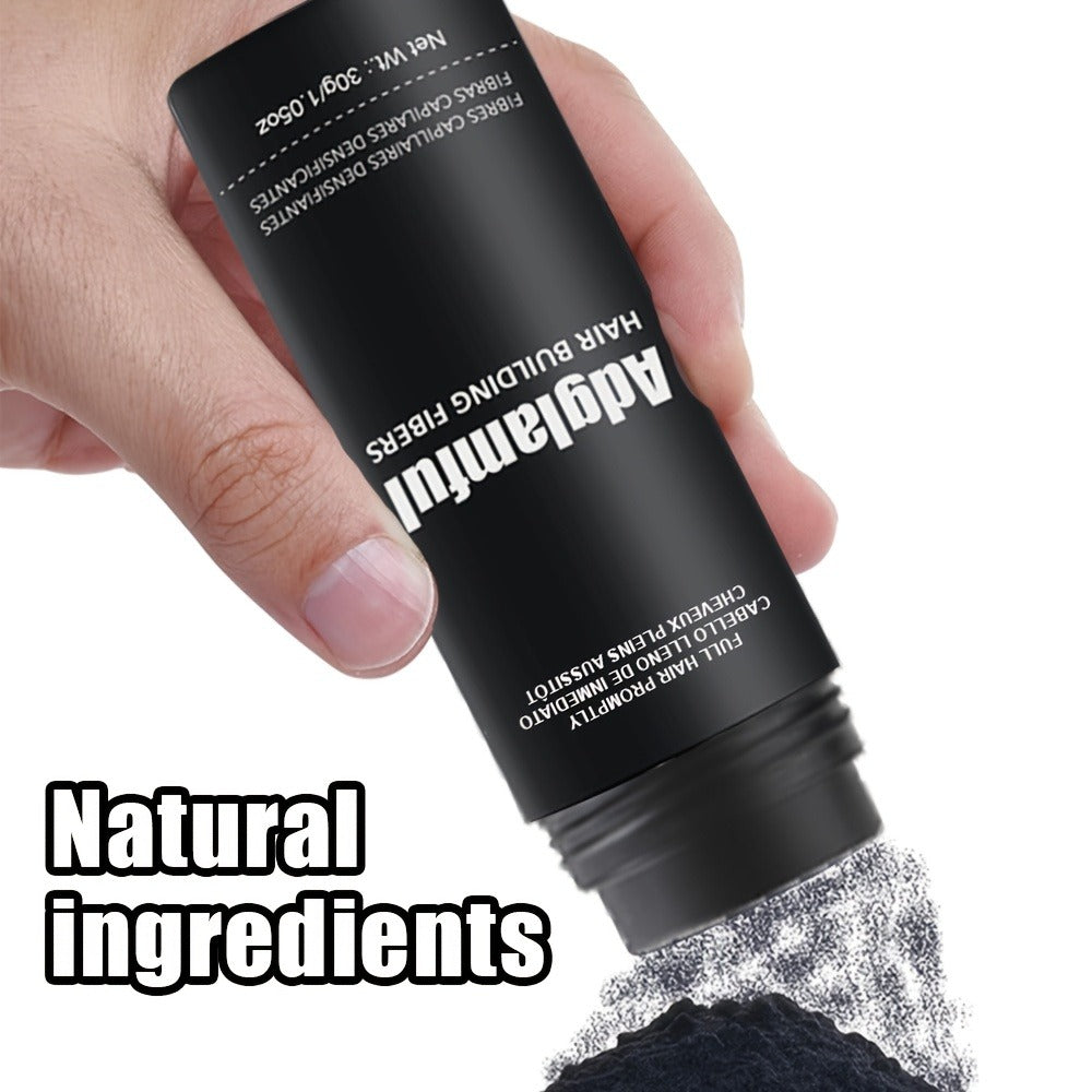 Large 30-Gram Hair Fiber Powder in Black or Dark Brown with Tall Shaker-Style Container Design