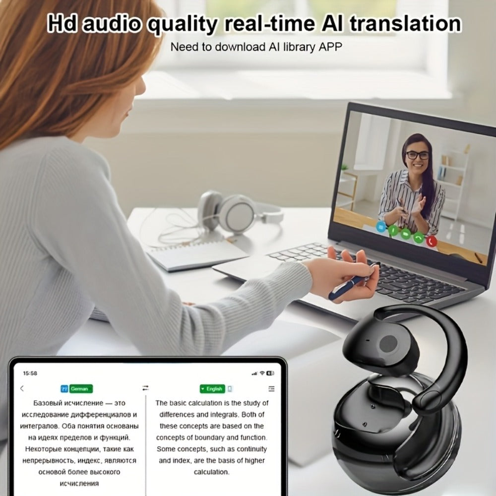 144-Language AI Real-Time Translation Earbuds, Two-Way Interpreter Earphones USB & Battery Rechargeable with Carrying Pouch, for Travel Business Shopping Learning Language Study