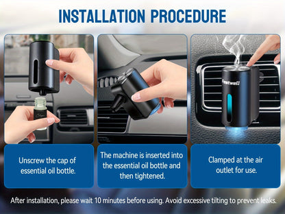 Car Air Freshener Featwell Waterless Vent Diffuser with Grey Six-Scent Refill Selection and USB-C Power