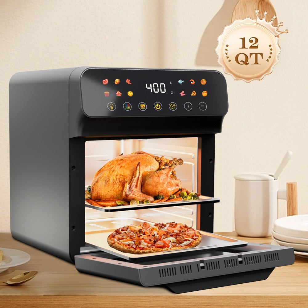 12Qt Air Fryer Convection Oven with Viewing Window, Touchscreen Panel, 12 Function Icons and Two Colors