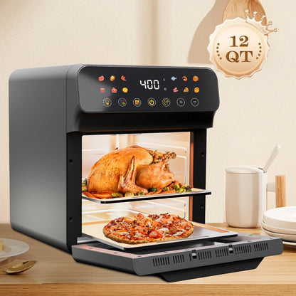 12Qt Air Fryer Convection Oven with Viewing Window, Touchscreen Panel, 12 Function Icons and Two Colors